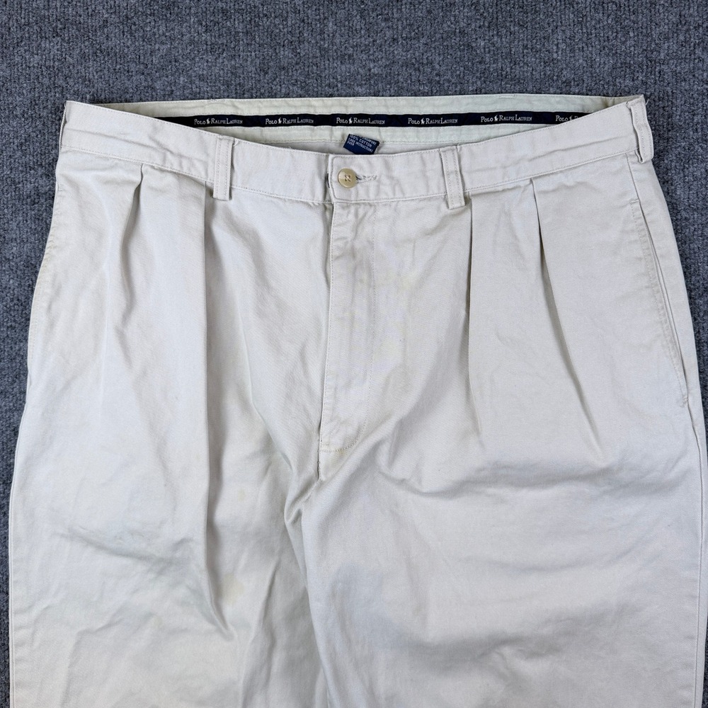 Vintage Polo Ralph Lauren Andrew Pants Mens 38x30 Beige Pleated Chino 90s - Picture 8 of 16